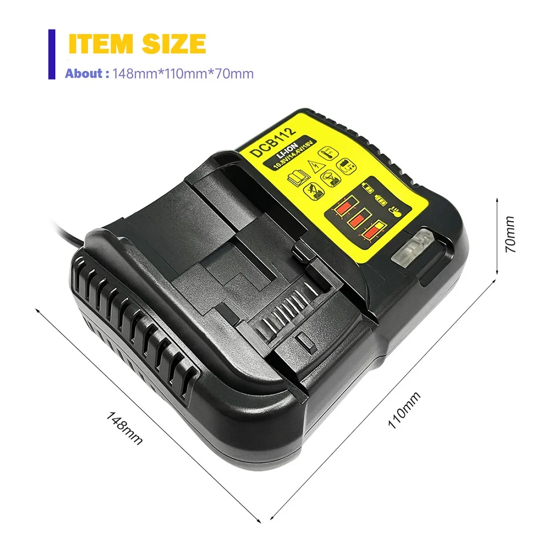 Ładowarka akumulatorów litowo-jonowych 2A/4.5A DCB112 DCB118 do ładowania dla Dewalt 10.8V 12V 14.4V 18V 20V Dcb101 Dcb200 Dcb140 Dcb105 narzędzia