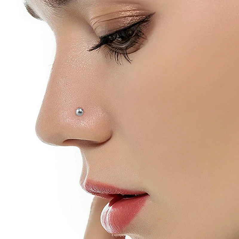 10 Stück Edelstahl Nasenstecker Set Nasenpiercing Set Nasenring Nariz Knochen Ohrstecker Schrauben für Mann Frauen Nasenloch Körperschmuck 20G – Detail 3