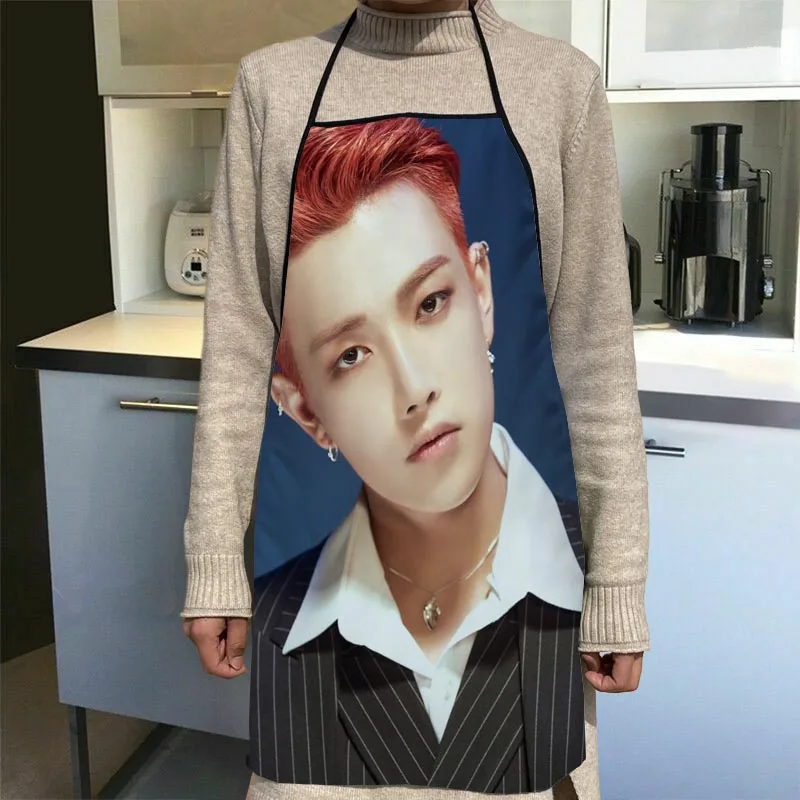 Custom Ateez  Kitchen Apron Dinner Party Cooking Apron Adult Baking Accessories Waterproof Fabric Printed Cleaning Tools 0918