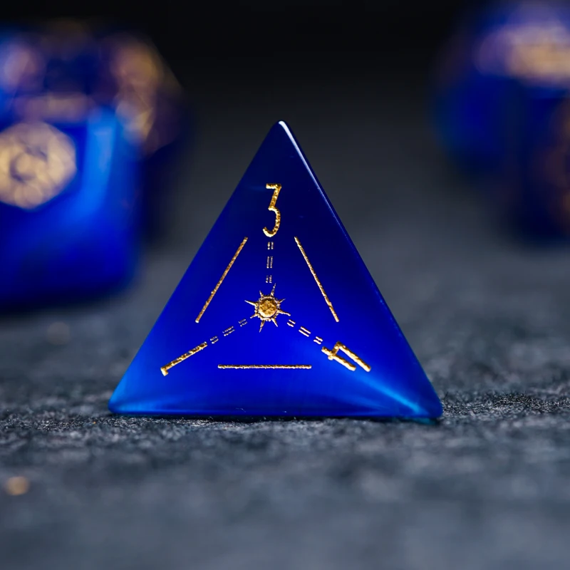 Blue Cats Eye Roll Dice Set Magic Matrix Symbol Sign Polyhedral Dice Stone Platonic Geometry Dice For D&D RPG Cthulhu Table Game