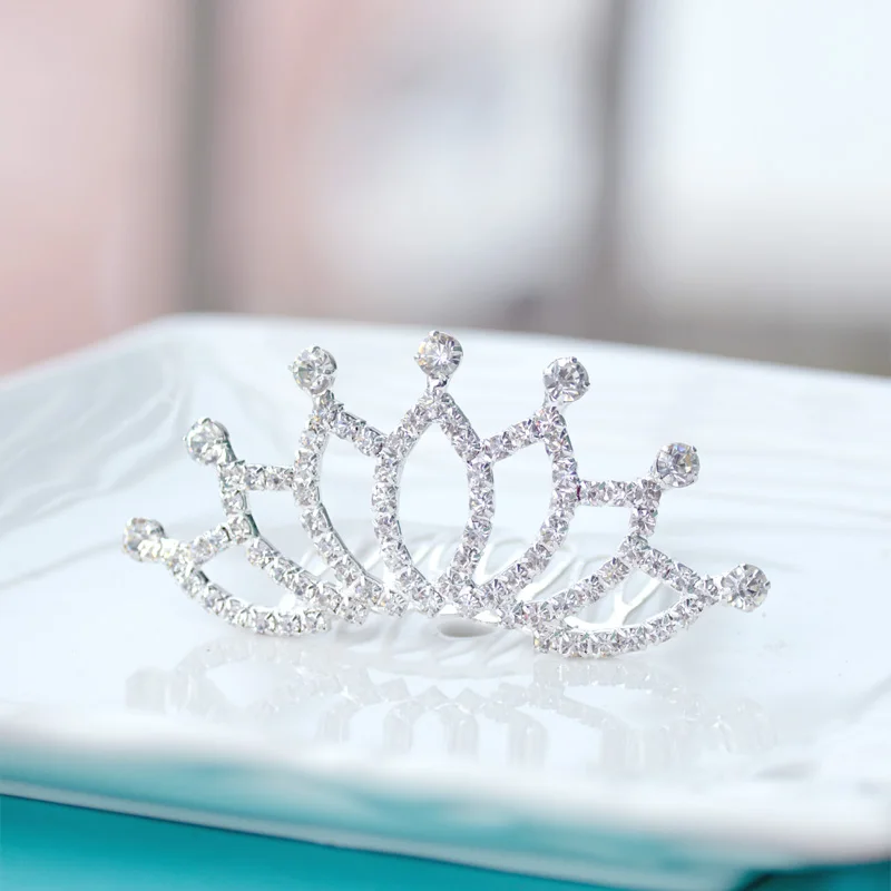 Flower Girls Clear Stone Small Crown Tiara Hair Accessories Wedding Party Girls Kids Tiara Jewelry