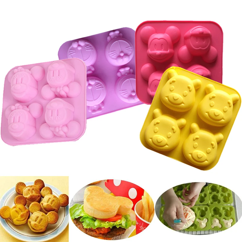 Silicone Cake Molds with Mickey ShapeChocolate Cake TraysFondant Moulds Jelly Cupcake Brownie MoldsKitchen Baking Decoration