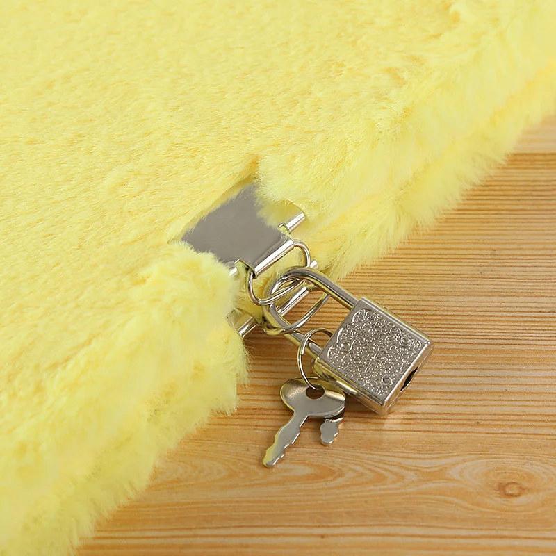 Plush Notebook With Lock Diary A5 Diary Line Paper Planner Storage Bag Kawaii Notepad Manual