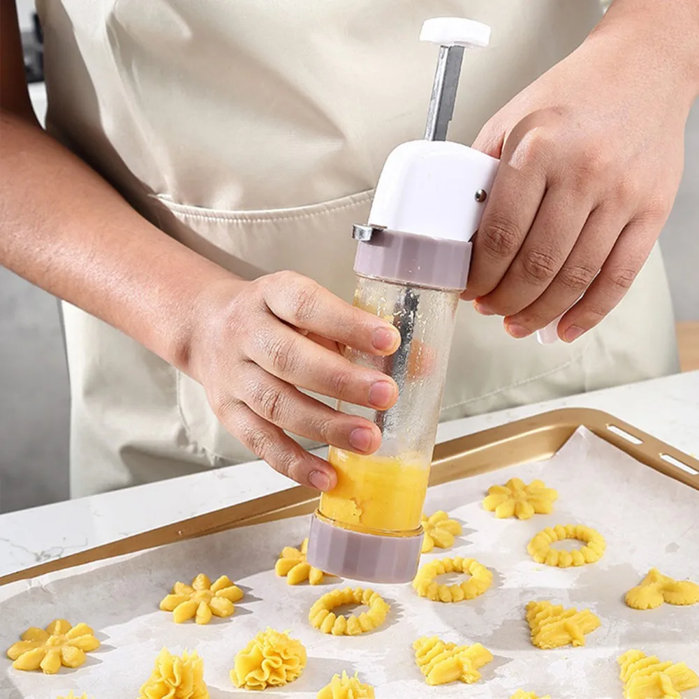 20PCS Cookie Press Kit Cookie Press Making Gun Biscuits Cake Mold Cookie Press Maker Machine Dessert Decoration