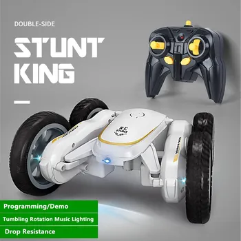 Double-sided driving RC stunt car 2.4G deformation collision resistance rotating and rolling light music remote control stunt car