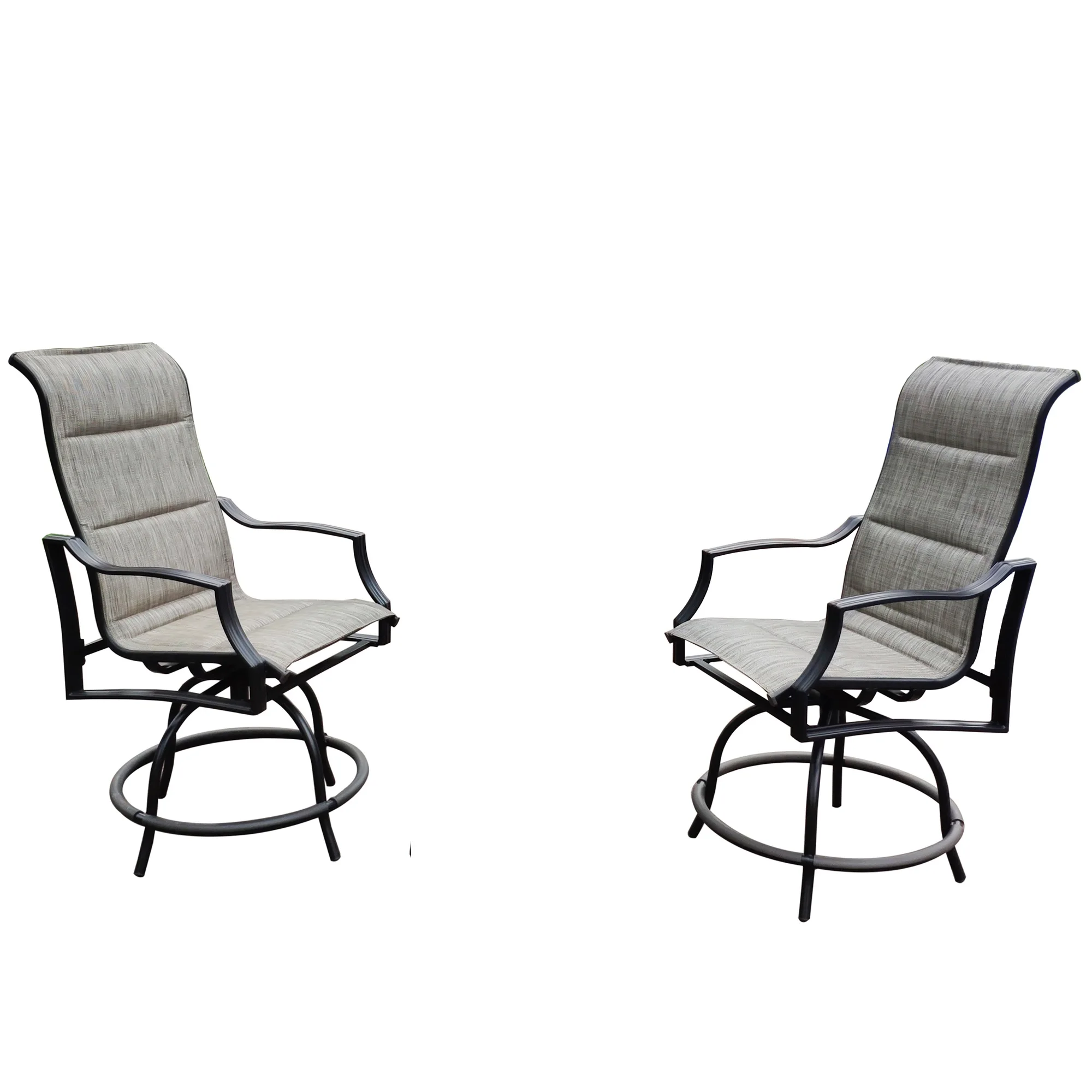 In Stock Outdoor Patio Furniture Bar High Textilene Swivel Chairs 2 pcs Bar Chair Suitable for Yard Backyard and Garden