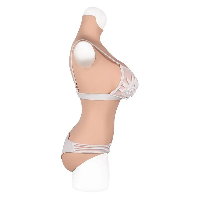 6G Upgrade L-E CUP Triangular Fake Vagina Artificial Boob Realistic Silicone Breast Bodysuit for Crossdresser Shemale Drag Queen