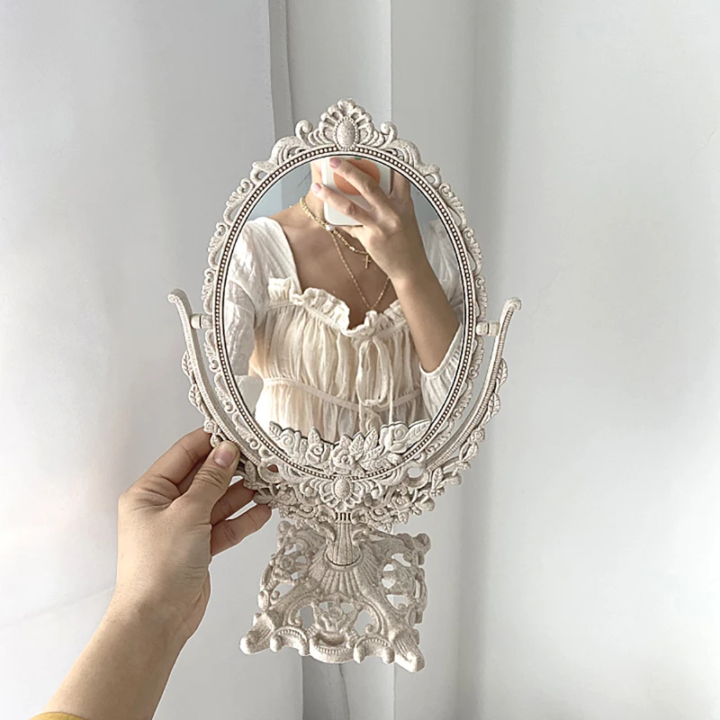 Nordic Makeup Mirror Ins Vintage Decorative Mirror Plastic Cosmetic Mirror Room Home Decor Espejos Decorativos Beauty Tools 1pcs