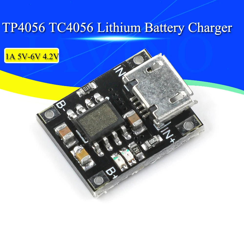 5PCS Single Cell Lithium Battery Charging Charger Module 1A 5V-6V 4.2V TC4056 TC4056A Micro USB Power Supply Board TP4056