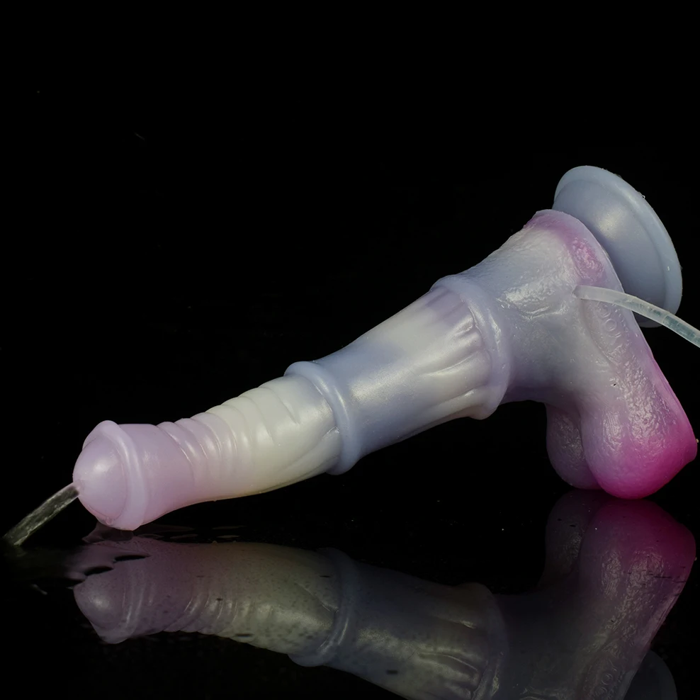 FAAK Ejaculation Horse Dildo Multi Color Animal Penis With Suction Cup  Female Masturbator Syringe Squirting Anal Sex Toys Shop