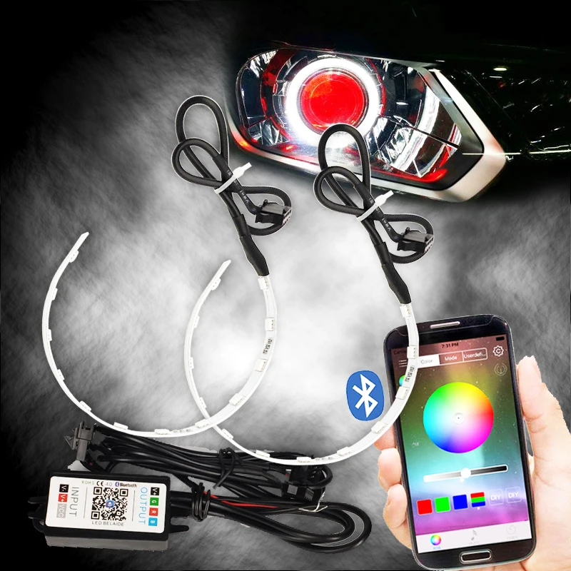 Auto RGB Headlight Projector Lamp LED Devil Denon Eyes For APP Remote 3.0 Inch Hella 3 G5 Koito q5 Projector Headlight Lens