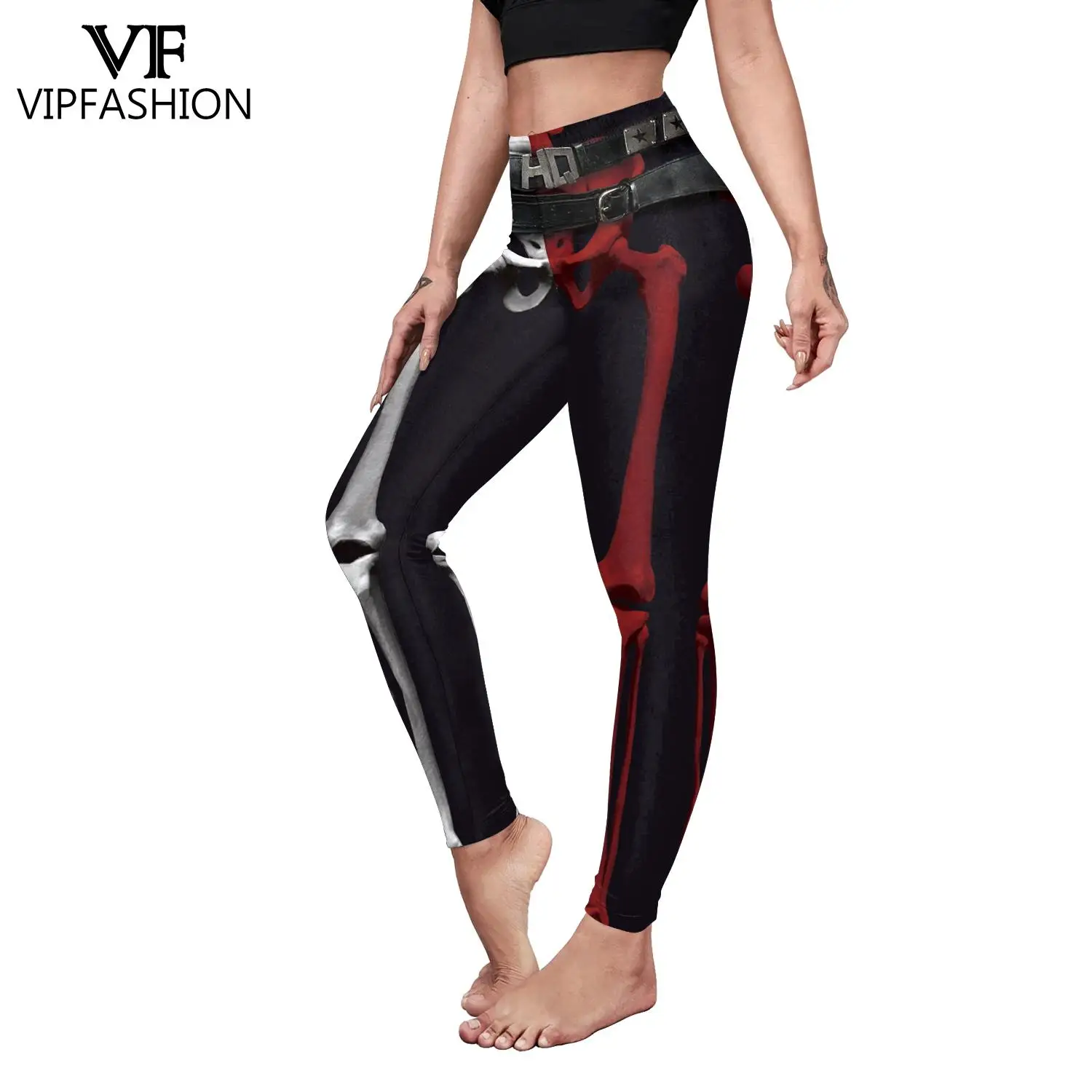 Vip Fashion 220gsm Melkzijde Vrouwen Skelet 3d Geprint Leggin Elastische Strakke Broek Push Up Fitness Leggings Broek