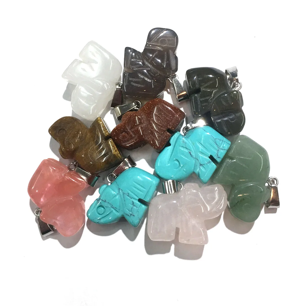 

6pcs/lot Elephant Shaped Opal Stones Pendant Reiki Healing Natural Stone Amulet DIY Jewelry Natural Stone Charms Size 15x20mm