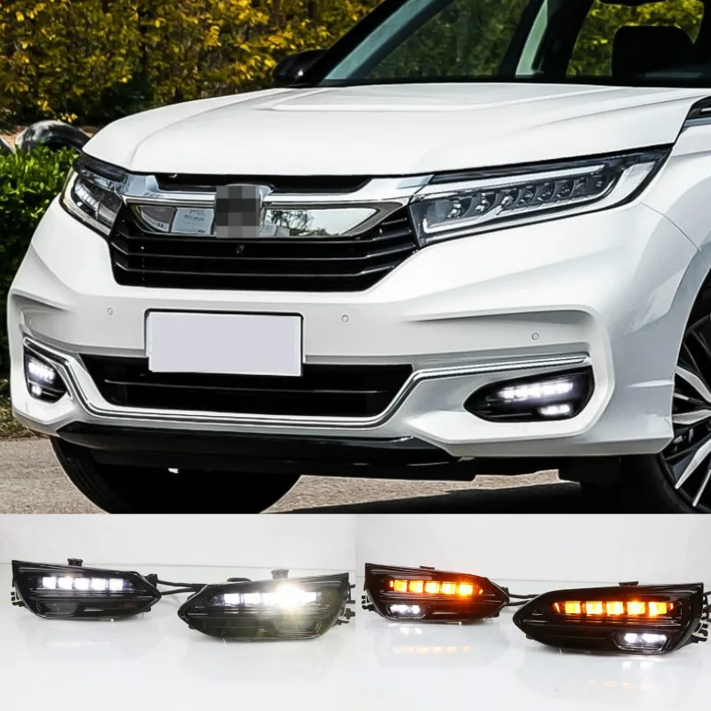 1 Set DRL Daytime Running Lights Daylight 12V ABS Fog Lamp Cover With Turn Yellow Signal Light For Honda AVANCIER 2020