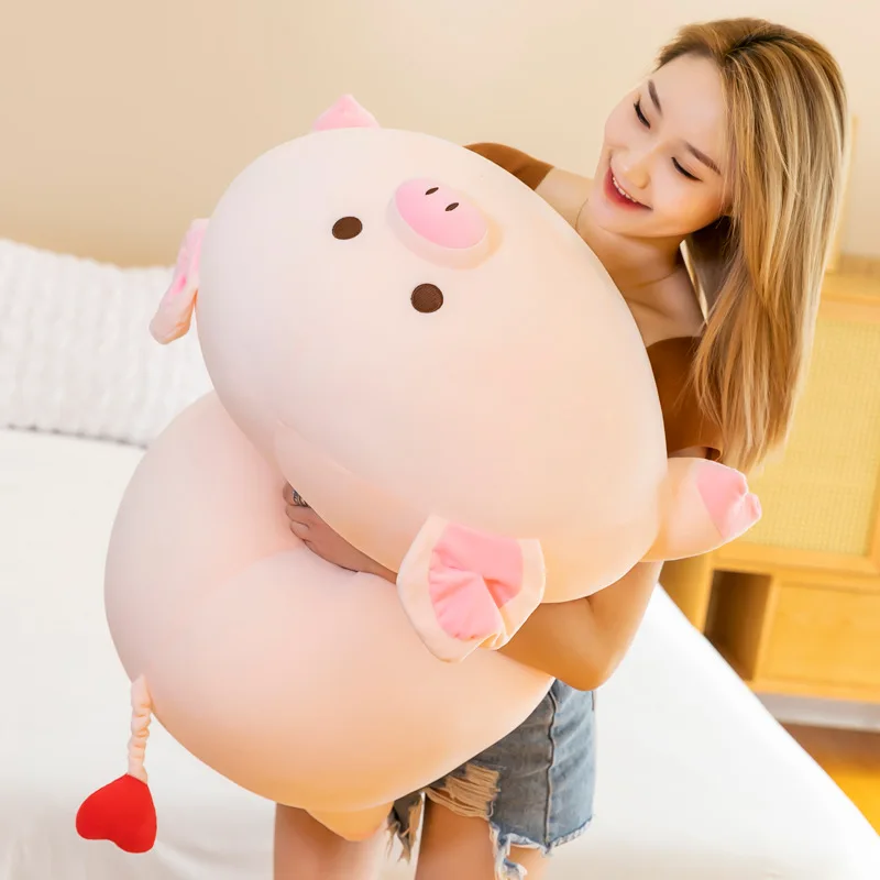 

40-60cm Kawaii Squishy Pig Stuffed Doll Lying Plush Piggy Toy Animal Soft Plushie Balloon Pig Pillow Kids Baby Comforting Gift