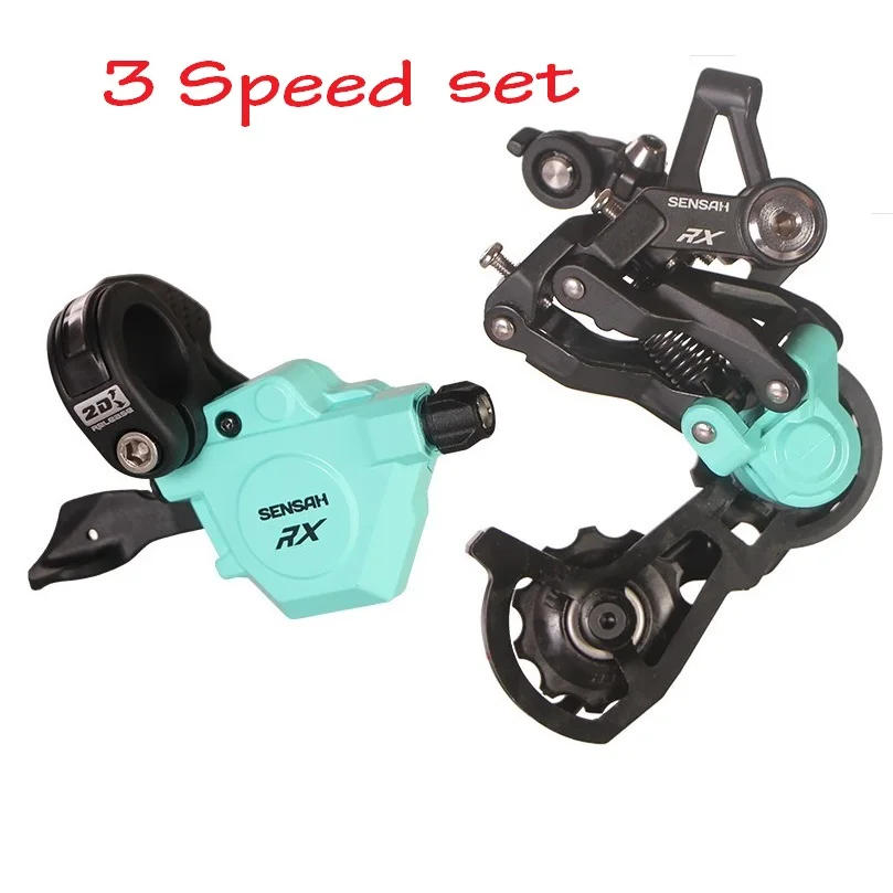 Folding Bike Derailleur Set 3 Speed Shift Lever & Rear 3 Speed Freewheel Shifing 412 Folding Bicycle Shifter Parts Red/Black