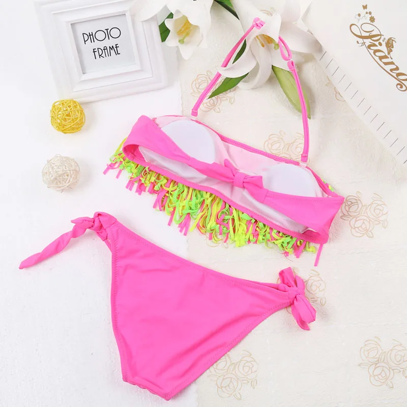 Children's Swimwear Kids Girl Swimming Suit Tassel Biquini Infantil Baby Swimsuit Bikini Girl 2020 Summer Bathing Suit