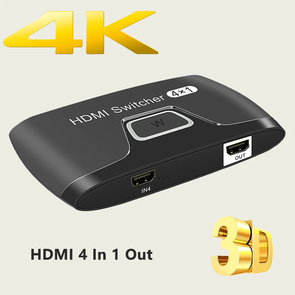 Wiistar 4K HDMI Switch 4 In 1 Out HD Switcher 4x1 Splitter Full HD 1080P Video Switcher Adapter For HDTV DVD PS3 Xbox