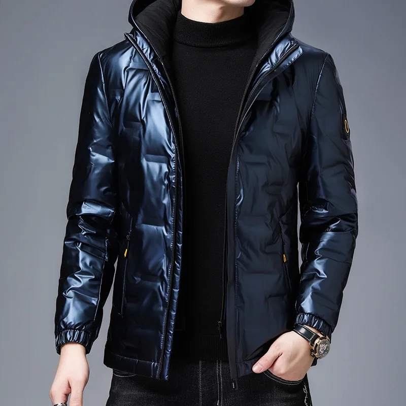 Autumn and Winter Long Mens Hooded Down Jacket Coat New Young Male Thickened 90% White Duck Down Clothes