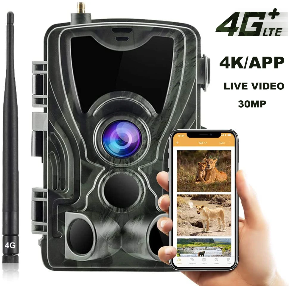 

Free APP Cloud Service 4G Trail Camera 4K 30MP Live Broadcast Wildlife Hunting Cellular Wireless Cameras HC801PRO Photo Traps