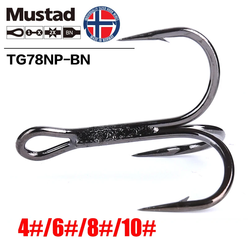 Mustad noruega origem gancho de pesca alta qualidade aço carbono agudos gancho farpado gancho, 4 #6 #8 #10 #,TG78NP-BN,TR78NP-BN