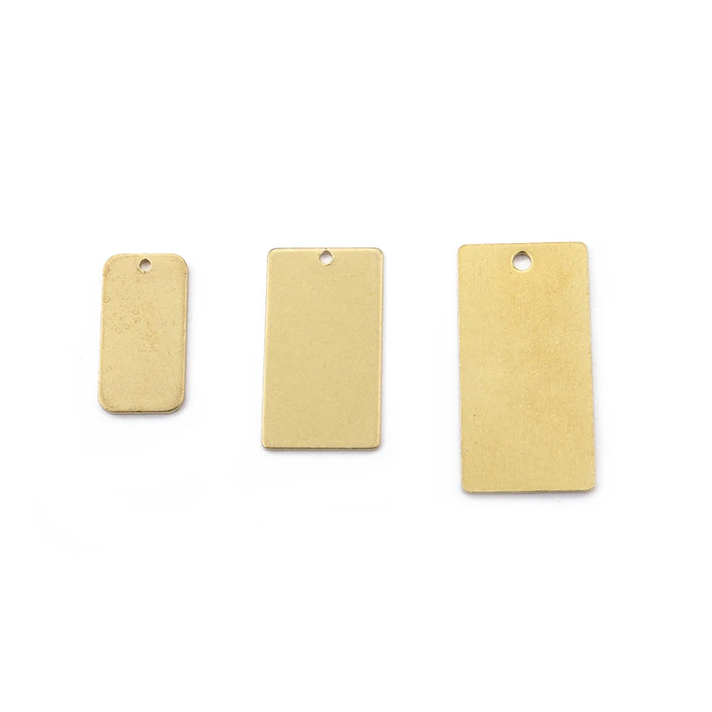 10pcs Raw Brass Rectangle Charms for DIY Jewellery Making