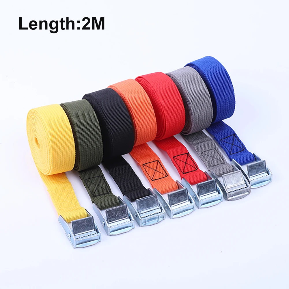 2M Buckle Tie-Down Belt Cargo Straps With Metal Buckle Tow Rope Strong Ratchet Belt For Luggage Bag Motorcycle Car Accessories