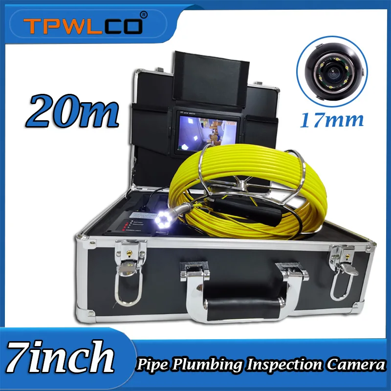 

Under Sewer Inspection Camera 17mm Camera Viewing Angel 140Degree 20m Cable 7" Color Video Sewer Drain Inspection Camera System