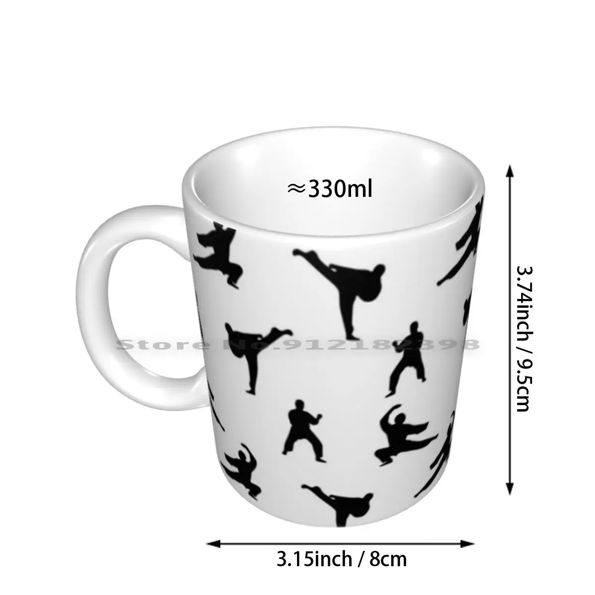 Martial Arts Pattern White Ceramic Mugs Coffee Cups Milk Tea Mug Black And White Martial Arts Combat Sport Combat Fight