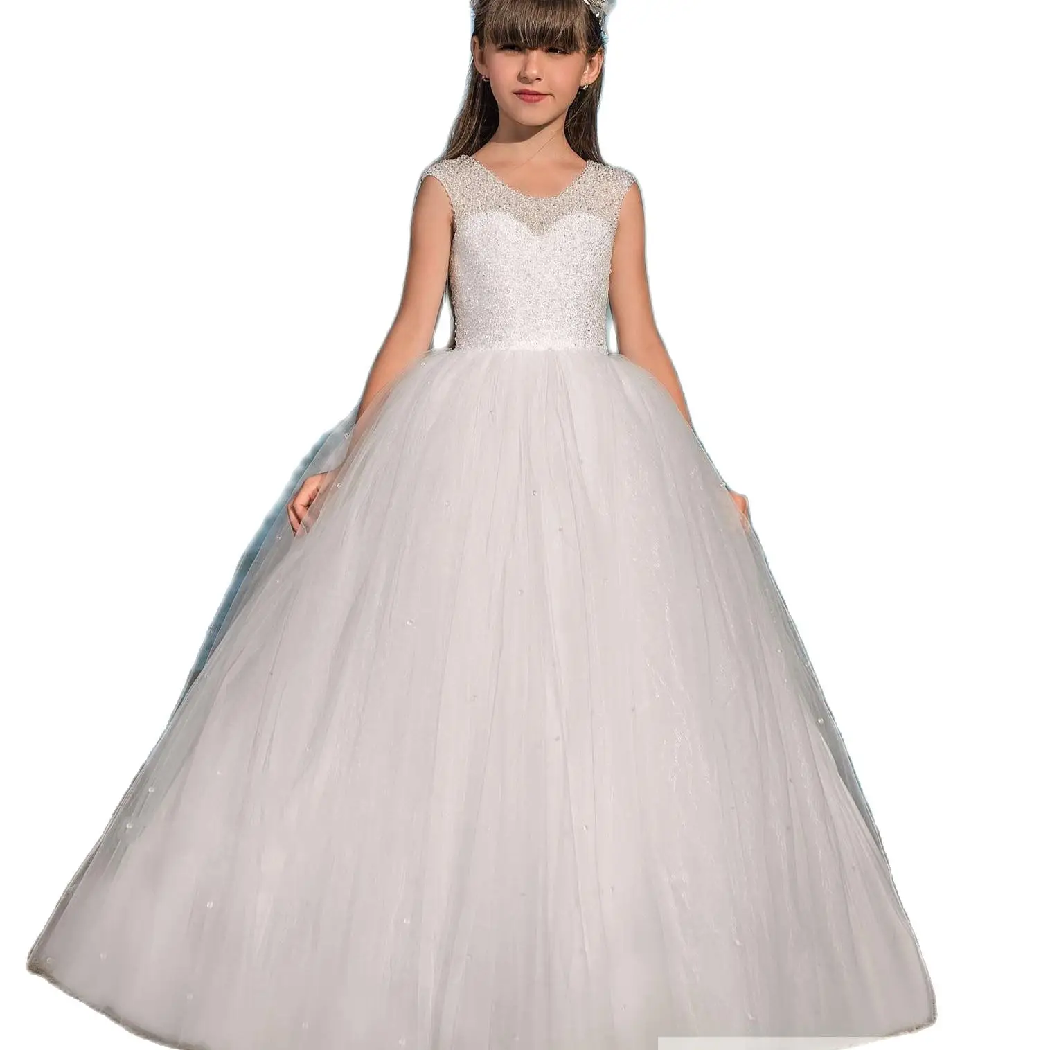 

Princess Child Beach Wedding Gown Style Pageant Dress Special Ocassion Dress with Sweetheart for Girls Aged 2-13 Years