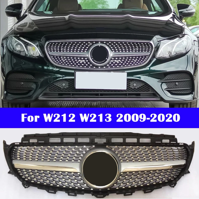 For Mercedes-Benz E-Class W212 W213 Front Center Grill Vertical Bar Car styling Middle Grille Diamond GT Style Bumper