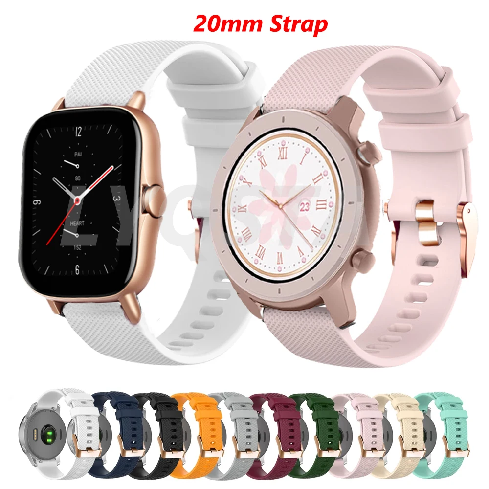 Silicone Watchband For Xiaomi Huami Amazfit GTS 3 GTR 42 BIP U/S/GTS2 Mini/2e Replacement Sports Watch Straps Bracelet Band 20MM