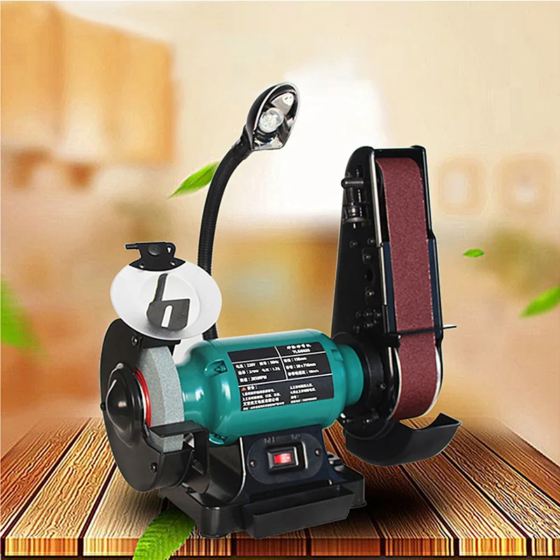 220V 250W Desktop Grinding Wheel Belt Machine Grinding Knife Polishing Machine Woodworking Grinding Wheel Belt Machine