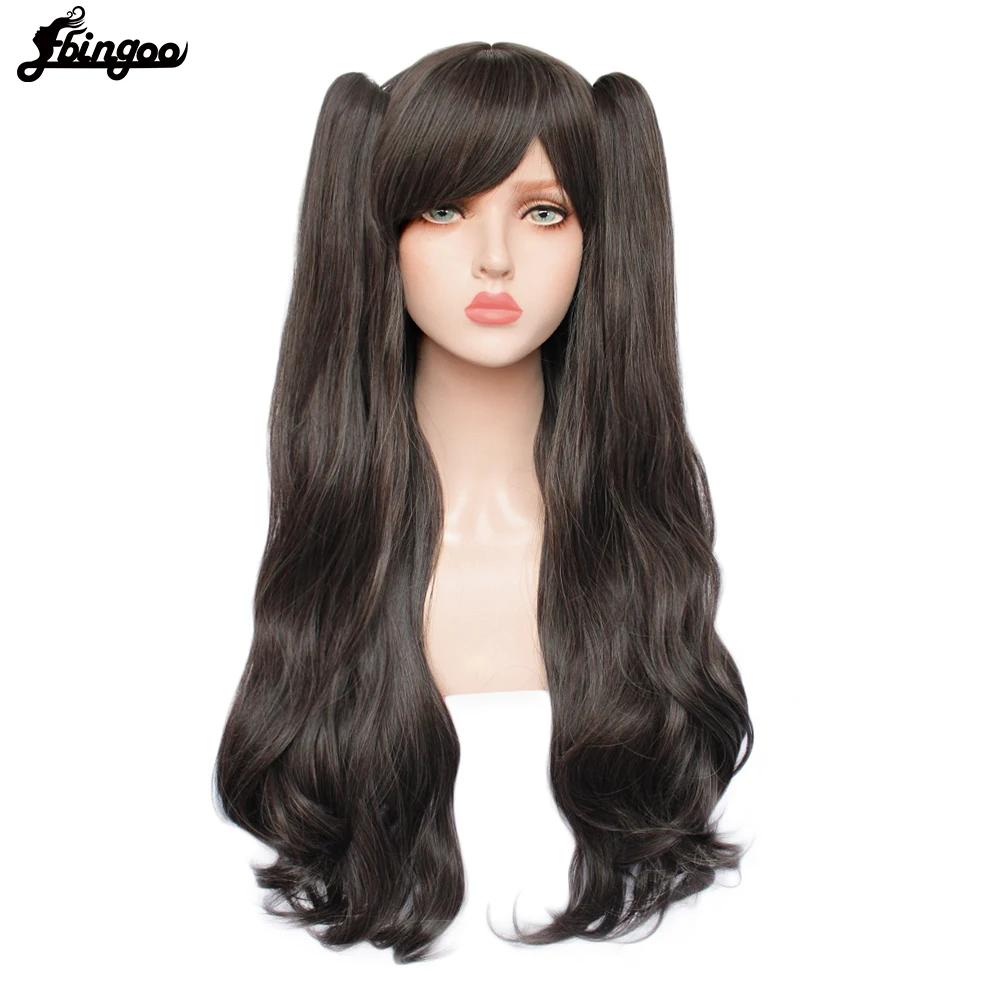 Ebingoo Tohsaka Rin Cosplay Wig Fate Grand Long Black Wave Hair Wig with Double Ponytail Synthetic Heat Resistant Fiber Wig