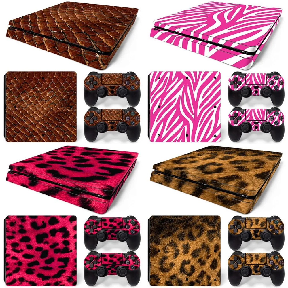 for ps4 slim skin Pattern Series Decals Skin Vinyl Sticker for PS4 Slim Console & Controller Leopard