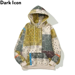 Dark Icon Bandana Fleece Men's Hoodie Autumn Pullover Paisley Sweatshirts with Hoodie Streetwear Hooded Man