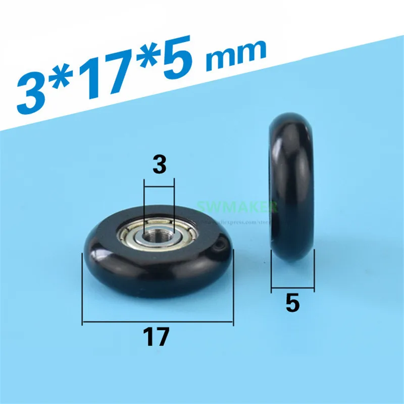 3*17*5mm R type plastic pulley, roller cam, arc ball, bread glue, POM/ nylon, small wheel, bearing wheel , color blue