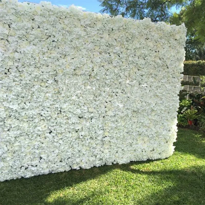 

New 20PCS Elegant Milk White Rose Hydrangea Flower Wall Wedding Backdrop Decoration Centerpieces Supplies 40X60cm Each Piece