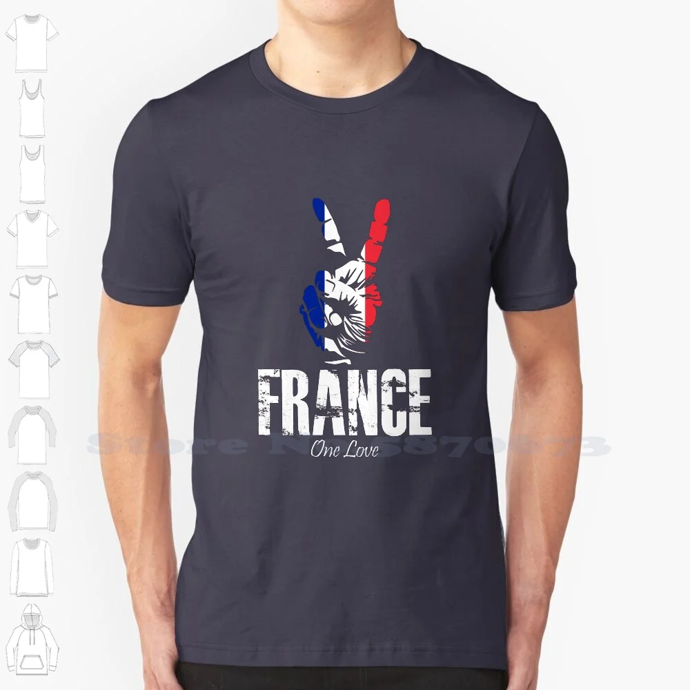 One Love France Sign 100% Cotton T-Shirt Proud Heritage Ancestry Immigrant Louvre Paris