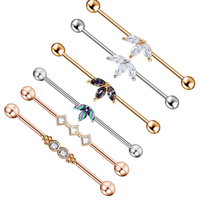 14G Surgical Steel Industrial Barbell for Women Men Cartilage Earring Body Piercing Jewelry 1 1/2 Inch 38mm Bar Tragus Helix