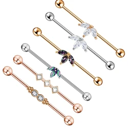 14G Surgical Steel Industrial Barbell for Women Men Cartilage Earring Body Piercing Jewelry 1 1/2 Inch 38mm Bar Tragus Helix