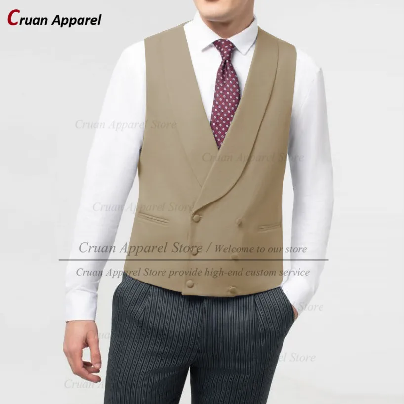 

20 Colors New Classic Khaki Men's Vest Slim fit Wedding Groomsmen Groom Sleeveless Jacket Elegant Double Breasted Suit Waistcoat