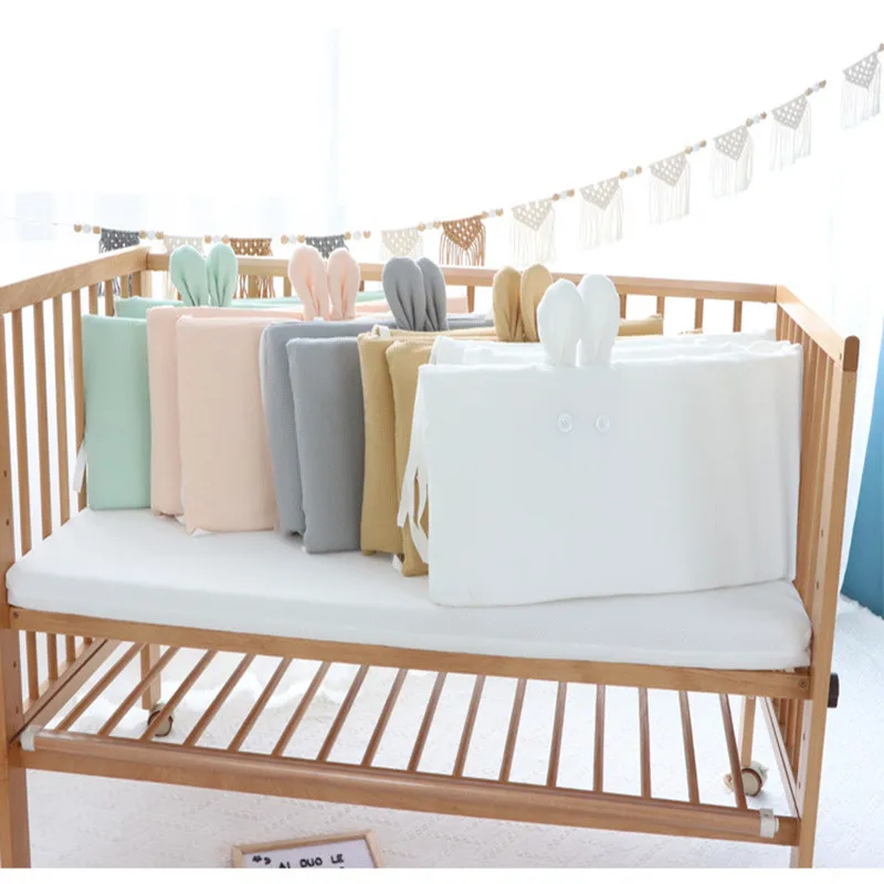 Giường Cũi Em Bé Ốp Lưng Cotton Bánh Tai Thỏ Trẻ Sơ Sinh Sơ Sinh Bảo Vệ Đệm Sleepping Gối Ốp Lưng Miếng Lót Cũi Hàng Rào Giường Beddin