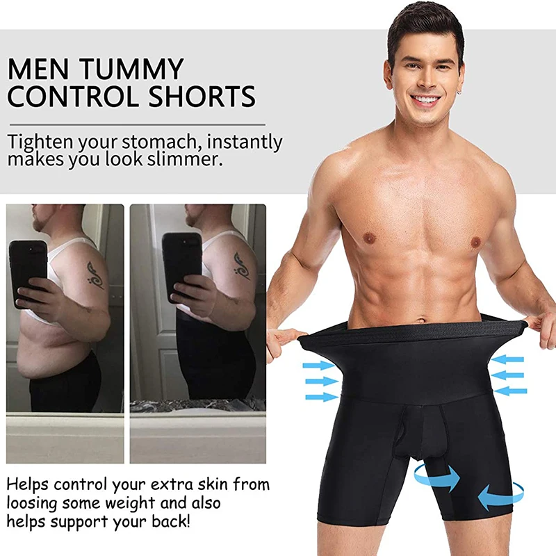 Men Waist Trainer Corset Tummy Control Shorts High Waist Slimming Shapewear Shorts Body Shaper Leg Underwear Boxer Briefs