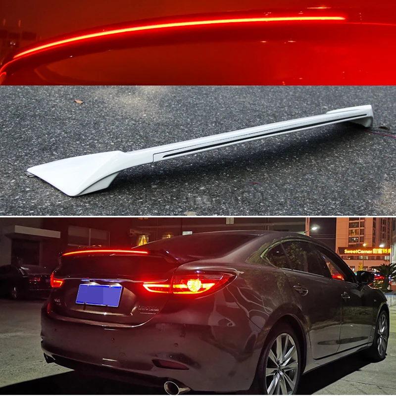 

ABS Plastic Painted Black Red White Color Rear Spoiler Trunk Boot Wing Spoiler With Led Light For Mazda 6 ATENZA 2014-2020