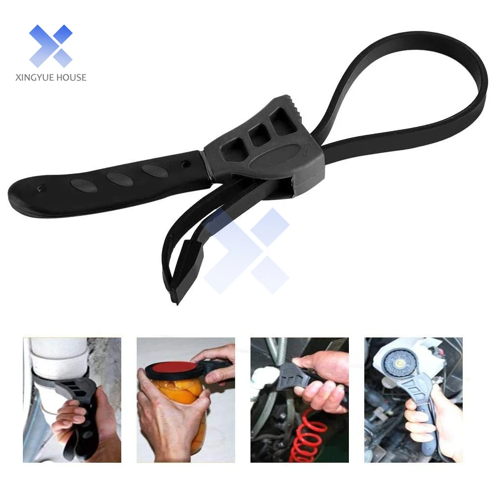 500mm Rubber Strap Wrench Non-slip Pipeline Wrench Jar Lids Tighten Loosen Plumbing Opener Tool Universal Oil Filter Spanner