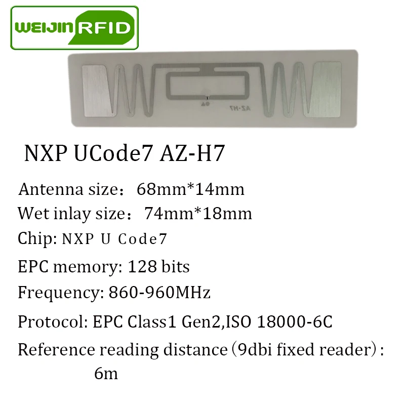 RFID sticker UHF NXP Ucode7 AZ-H7 wet inlay 915mhz 900 868mhz 860-960MHZ EPCC1G2 6C smart card adhensive passive RFID tag label