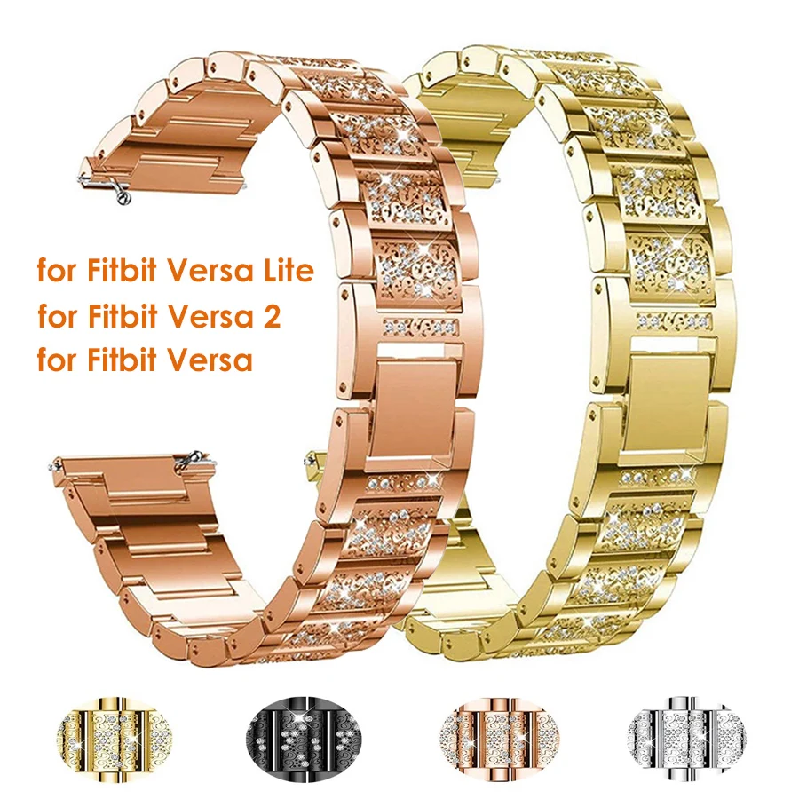 Bling Bracelet for Fitbit Versa 2/3 4 Band Replacement for Fitbit Sense Watchband Accessories Metal Watch Strap for Woman Correa