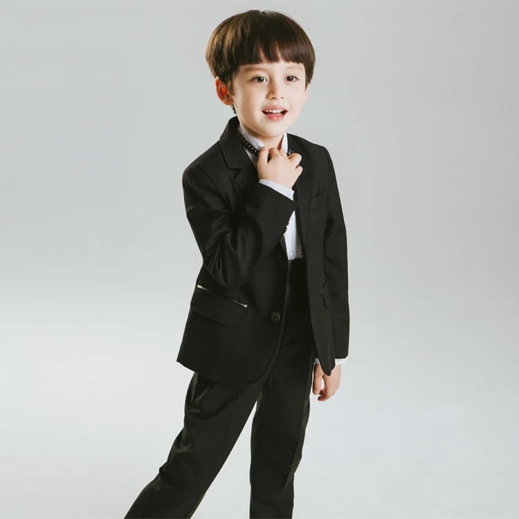 Flower Boys Jacket + Pants+Tie 3PCS Formal Suit Japan Kids Wedding Party Tuxedos Prince Boys Gentlemen Birthday Dress Costume