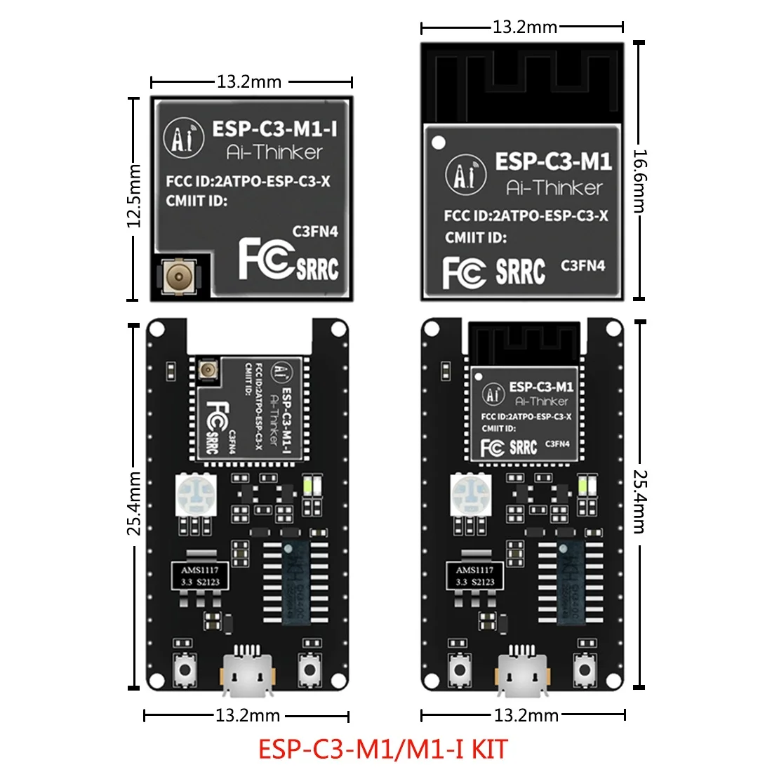 

ESP32-C3 ESP-C3-M1 ESP-C3-M1-I ESP32 Module 2.4G WiFi+Bluetooth-compatible BLE 5.0 ESP C3 M1 I Kit Development Board 4MB